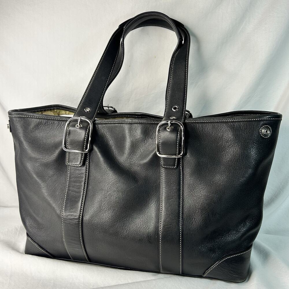 Coach Vintage Black Signature Hampton Carryall Gallery Tote/Purse/Satchel 7582
